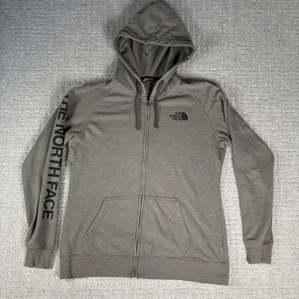 The North Face Womens Hooded Sweatshirt Full Zip Olive Green Size Large